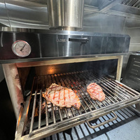Four à charbon commercial en acier inoxydable, barbecue d'intérieur et fumoir pour steakhouse, restaurant de steaks de bœuf, 2-en-1 : grill + four