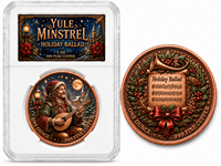 Toptan 1oz Yuvarlak Bakır Para Yule Minstrel Tatil Şarkısı Holly Çelengi Kırmızı Kurdele UV Baskılı Hediyelik Eşya
