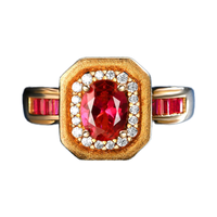 Groothandel 925 zilveren rode robijn vergulde ovale ring Europa stijl bruiloft Valentijn cadeau sieraden