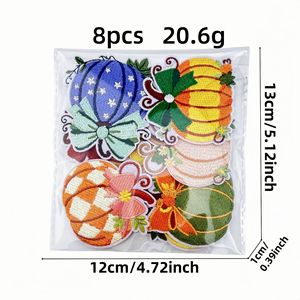 Parches Bordados de Calabaza de Cosecha Otoñal con Lazo, Termoadhesivos de Fieltro No Tejido, Parches de Reparación DIY para Ropa y Mochilas - Product Image 2