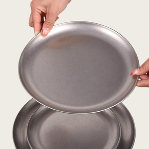 Bandeja redonda de acero inoxidable 304 de 7 pulgadas pulida mate, cargador de comedor Retro, plato, restaurante, vajilla de estilo coreano - Product Image 2