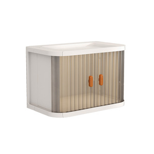 <span class=keywords><strong>Caja</strong></span> de almacenamiento de escritorio apilable plegable y creativa, organizador de <span class=keywords><strong>maquillaje</strong></span> a prueba de polvo <span class=keywords><strong>para</strong></span> <span class=keywords><strong>Amazon</strong></span>, hecha de plástico PP con metal de aluminio - Product Image 5