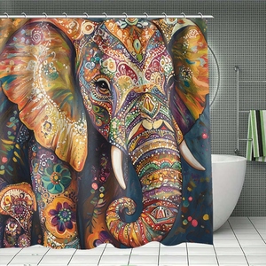 Set da Bagno Moderno Classico con Stampa Floreale 4 Pezzi Antiscivolo <span class=keywords><strong>Tenda</strong></span> Doccia Impermeabile in Poliestere Tappetino da Bagno 12 Ganci Colore Personalizzabile - Product Image 5