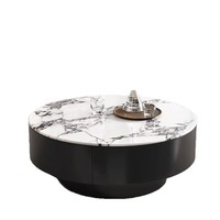Table basse moderne italienne de luxe en marbre avec rangement, plateau rond en pierre, table à thé pour salon