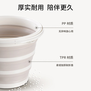 Beans <b>Folding</b> Water <b>Bucket</b> 10L PP Material Portable For Outdoor Beach Fishing Student Dorm Use - Product Image 5