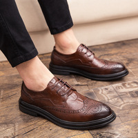 Chaussures brogue pour hommes de grande taille avec des découpes complexes, style coréen et britannique, vintage, bout pointu, pour affaires