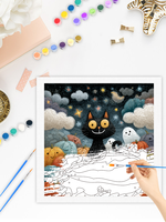 CHENISTORY Peinture par numéros DIY, cadeau d'Halloween, tableau sur numéros, chat noir, peinture acrylique par numéros pour adultes, cadeau DIY