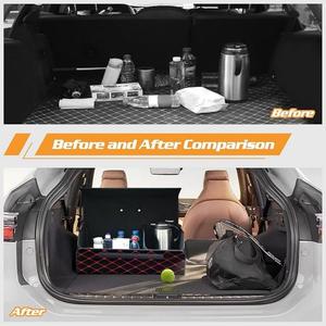 Organisateur de coffre de voiture pliable, boîte de rangement de coffre <span class=keywords><strong>en</strong></span> cuir PU de luxe imperméable, organisateur de coffre de voiture personnalisé pour SUV - Product Image 2