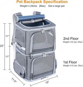 Free Sample Double Cat <b>Carrier</b> <b>Dog</b> <b>Backpack</b> <b>Carrier</b> for Medium <b>Dogs</b>,Double Compartment Pet <b>Carrier</b> Backpackfor Outdoor - Product Image 2