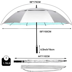 Sombrilla de Golf de 27/30 Pulgadas con Revestimiento Plateado Exterior con Protección UV 50+, Doble Capa, Personalización de Logotipo para Adultos - Product Image 3