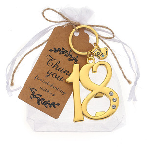 Porte-clés ouvre-bouteille en alliage de zinc pour anniversaires 18 et 21 ans, cadeaux et souvenirs de fête et de mariage - Product Image 5