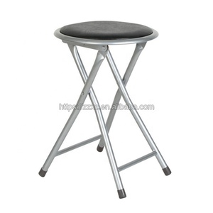 Taburete plegable de Metal redondo con asiento acolchado de vinilo, barato - Product Image 2
