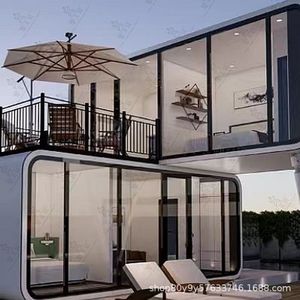 Casa Moderna de Paneles Sándwich, Rectangular, Fácil Instalación, Alojamiento de Hotel, Cabaña Prefabricada, Espacio de Vida al Aire Libre - Product Image 1
