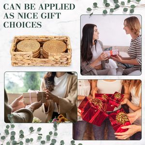 Sous-verres en rotin faits à la main, résistants à la chaleur, tapis antidérapants tissés pour tasses, légers et faciles à nettoyer pour la cuisine, le café et l'usage quotidien - Product Image 3