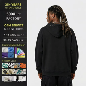Custom Y2k Rhinestone Zip Up Hoodie Men Streetwear Heavyweight 300-460gsm Oversized Sweatshirt Full Zip Hoodies With Rhinestones - Product Image 5