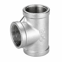 Raccord de tuyauterie en acier inoxydable 304, té égal à filetage femelle, lisse, basse pression, moulé avec précision, DN65 DN80 DN100 BSPP BSPT