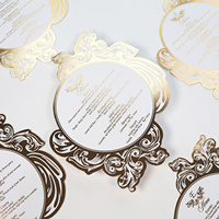 Royal Custom LOGO Gold Foil Menú Tarjetas Forma irregular Menú de boda