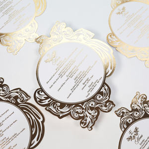 บัตรเมนูงานแต่งงานฟอยล์สีทองตรารอยัลออกแบบโลโก้ได้ตามต้องการ - Product Image 3