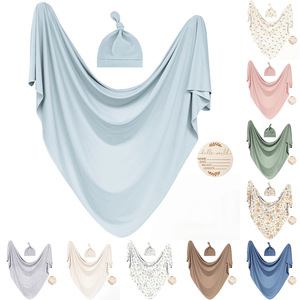 Ensemble trois pièces en tissu peluche pour nouveau-né, couverture d'emmaillotage et bonnet bébé couleur unie, pour les étapes mensuelles, 80 cm, pour le commerce transfrontalier - Product Image 5