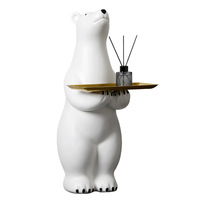 Accessoires de rangement d'intérieur Décoration Animal ours Sculpture avec plateau en métal résine Bulldog Figurine Salon chien ornement
