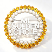 Broches à strass tendance avec cercle doré MI, broche épingle de sûreté personnalisée pour sororité grecque