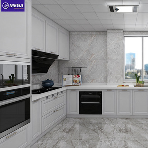 Meuble de cuisine <span class=keywords><strong>en</strong></span> L blanc sur mesure, vente directe usine, panneau de porte <span class=keywords><strong>en</strong></span> MDF et panneau de particules résistant à l'humidité <span class=keywords><strong>pour</strong></span> la rénovation de la maison - Product Image 1