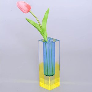 Ins cột vuông Frosted <span class=keywords><strong>Glass</strong></span> bong bóng trồng hydroponics tùy chỉnh màu bình thủy tinh bình Acrylic lọ - Product Image 3