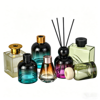 Flacons diffuseurs de parfum en verre transparent de 200 ml, forme carrée cubique, avec motif à grain vertical