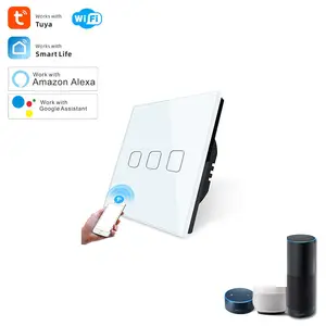 With Alexa Google Voice Control Smart 2 Way Light Switch Electric Home Switch Switch 2.4G WIFI Connection Tempered Glass Panel