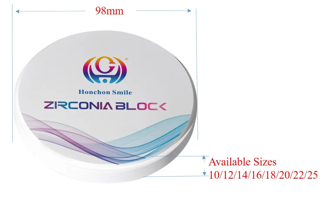 White Zirconia Blocks Dental Ceramic HT Zirconia White Disc 98ミリメートルFor Cad Cam Digital Lab