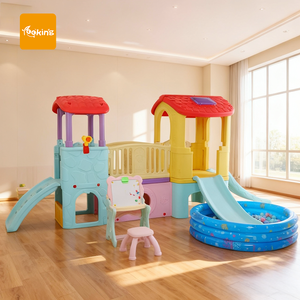 Gran Castillo de Juegos con Tobogán, Estructura de <span class=keywords><strong>Escalada</strong></span> para Niños, Piscina de Pelotas y Casita de Juegos, Equipo de Juegos Multifuncional de Plástico - Product Image 1
