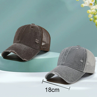 Casquette de baseball en denim de coton délavé avec logo personnalisé, style vintage, casquette de camionneur tendance, style déchiré old school