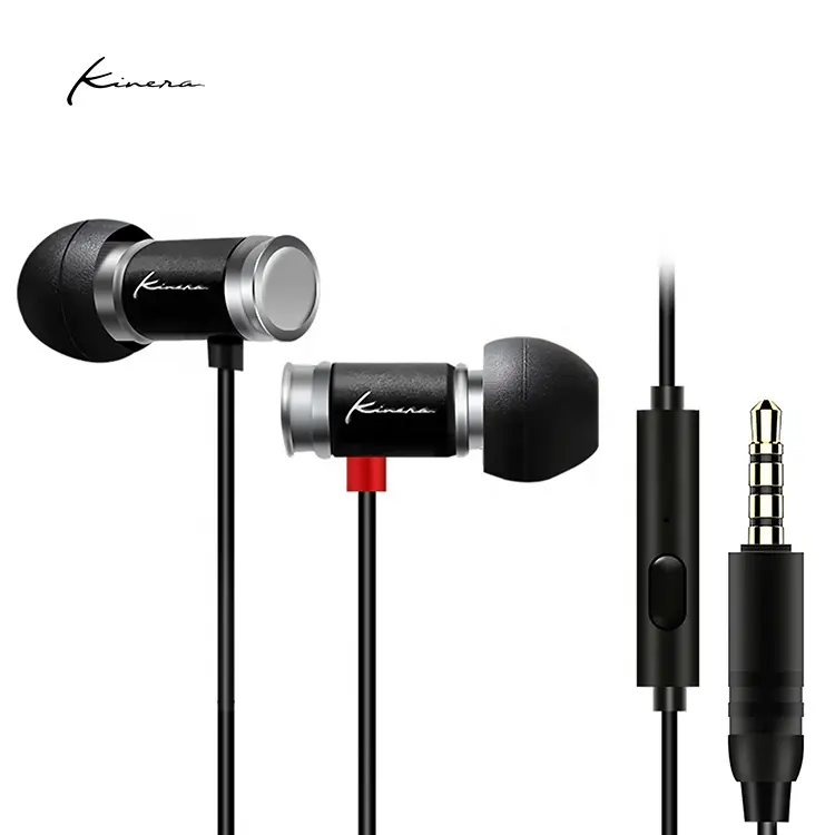 Kinera OEM earphone berkabel, earphone olahraga Gaming Iem 106Db ringan dengan mikrofon