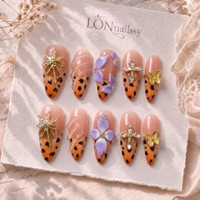 Ongles press-on faits main en PMMA, style français 3.0, longs, pointus, courbes 3D, peints à la main, couvrance totale, amovibles, 10 pièces