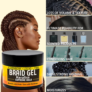 Gel Coiffant Keraliss Peach Neat Pure Strong Hold pour Tresses et Cheveux Bouclés, Conditionnant et Brillant, 5oz 10oz 15oz 32oz 64oz - Product Image 2