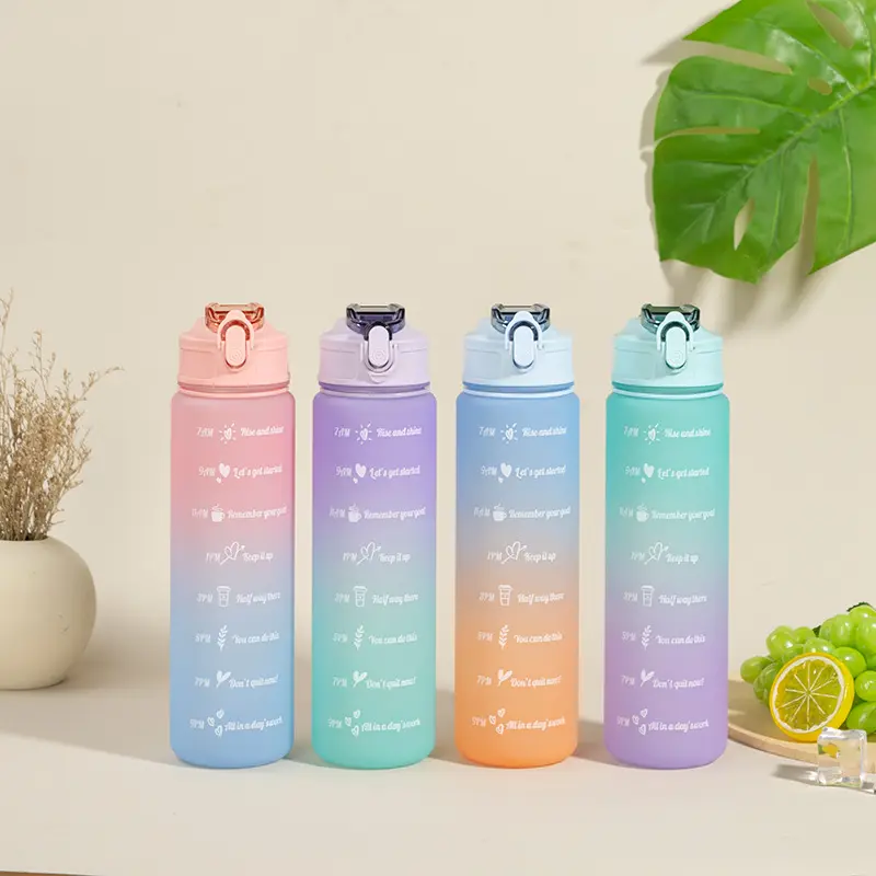 Ins-Stil PC+PP mattierte Wasserflasche mit Hang 750 ml Getränke-Tipps Geschenk farbige Tragbare Strohflasche