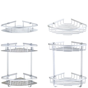 Hiện đại hai lớp tam giác giỏ nhôm Lưới Góc kệ với thép phụ kiện phần cứng cho không gian phòng tắm - Product Image 1