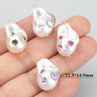 MD90 Lot de 2 pièces, accessoires de bijoux en cuivre plaqué or 18 carats, perles et zircons faits à la main pour la création de colliers et pendentifs, apprêts de breloques
