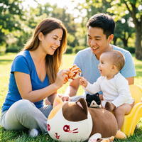 Jouet en peluche chat quatre-en-un : Maman chat avec 3 chatons, super doux, avec sac de rangement zippé, cadeau pour enfants, vente en gros
