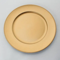 Assiettes de présentation rondes en plastique de 13 pouces, lisses ou à bord perlé, décoratives, pour mariages, fêtes et traiteur