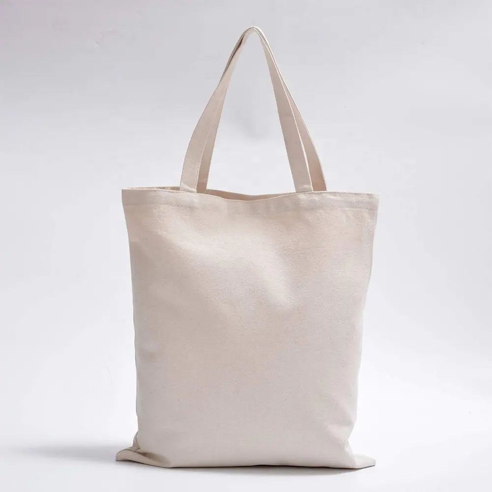 White Tote Bag Cheap Custom Logo Large Cloth Plain Blank White Groceries Cotton Canvas Reusable Shopping Tote Bag