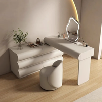 Table de maquillage extensible minimaliste en bois de pin massif laqué avec commodes de rangement intégrées pour chambre à coucher