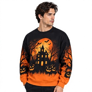 <b>Halloween</b> <b>Sweatshirt</b> Cute Ghost Pumpkin Printed Oversized Terry Crew Neck Long Sleeve Pullover Unisex Autumn Winter Streetwear - Product Image 5