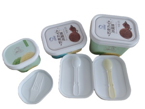 200ml 300ml 450ml Kem sữa chua <span class=keywords><strong>Container</strong></span> hình bầu dục kem với nắp - Product Image 2