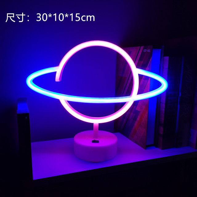 LED Neon Lights Wall Hanging Decor Planet Star Moon Spaceman for Kids' Rooms PVC Body Gift for Space Enthusiasts