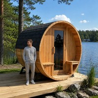 Sauna traditionnel extérieur en cèdre rouge canadien avec poêle Harvia, sauna de jardin imperméable, prix direct usine