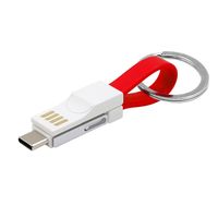 Cable de Carga Rápida 2 en 1, 3 en 1, Micro USB Tipo-C, Llavero, Mini Adaptador de Cable de Carga para Teléfono Celular, Tableta y Computadora