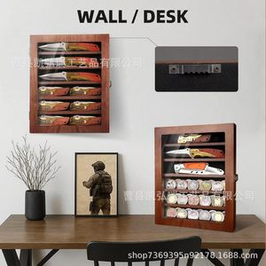 Expositor de cuchillos de madera de varias capas, caja de colección de navajas de pared, caja de almacenamiento de dardos, con tapa abatible transparente - Product Image 4