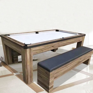 <span class=keywords><strong>3</strong></span> in 1 Multifunktions-Billard-Esstisch im britischen amerikanischen Stil mit Bänken - Product Image 2