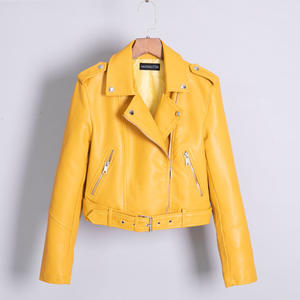 Chaqueta de Cuero Corta, Tallas S-XL, Nueva Edición Coreana, Estilo Estudiantil, PU, Ajustada, con Cinturón, Chaqueta de Motociclista - Product Image 4